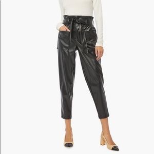 Faux Leather Paperbag Trouser in Black Size Large